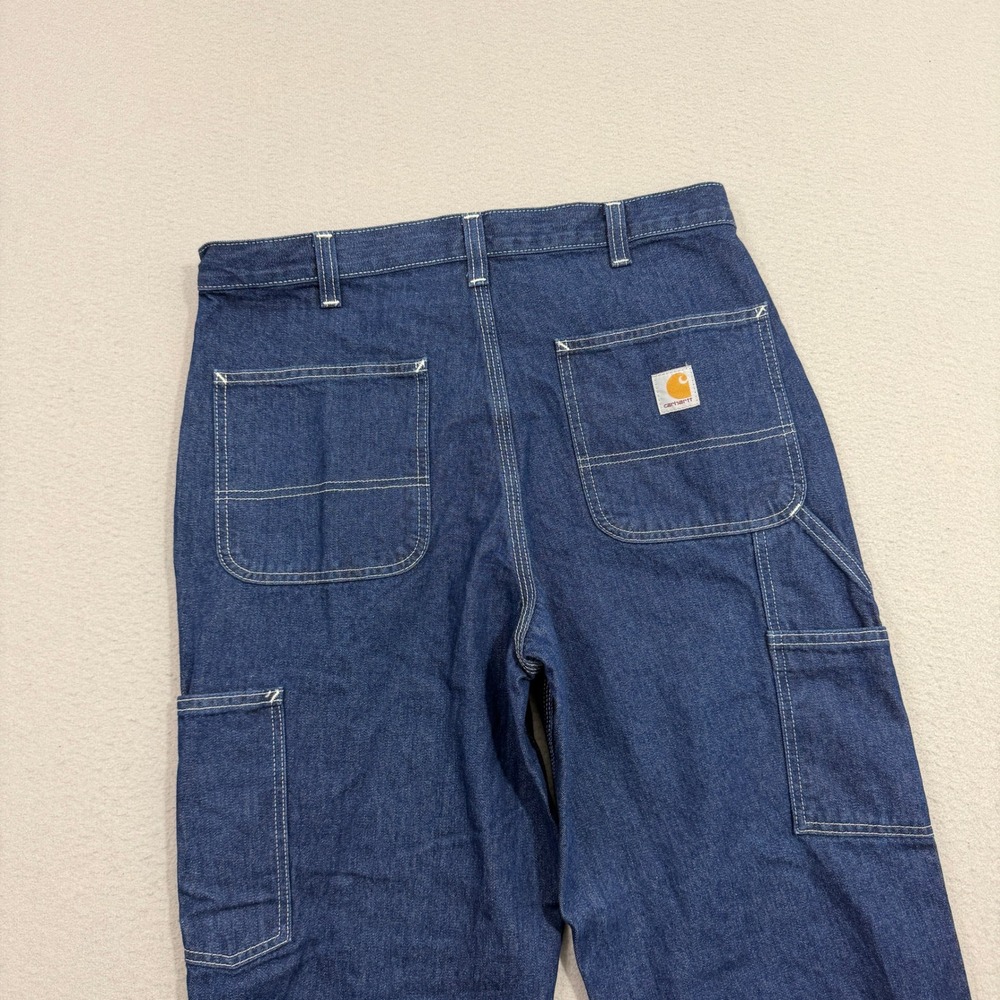 Carhartt Jeans Men 32x32 Blue Dungaree Fit Carpenter Denim Work Pants 382-83